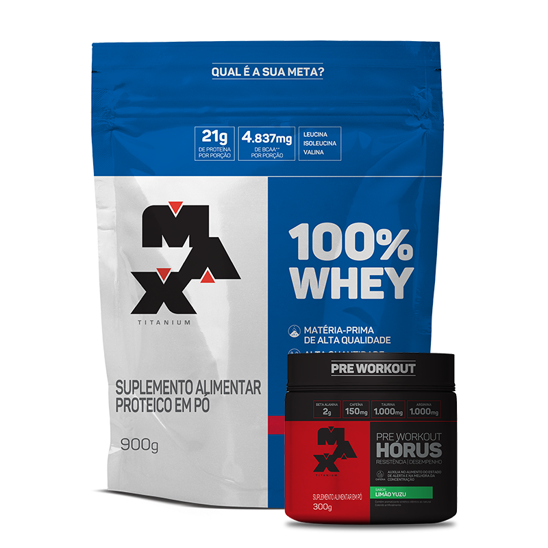 100% Whey Protein (Refil-900g) Max Titanium - Horus (300g) Max Titanium
