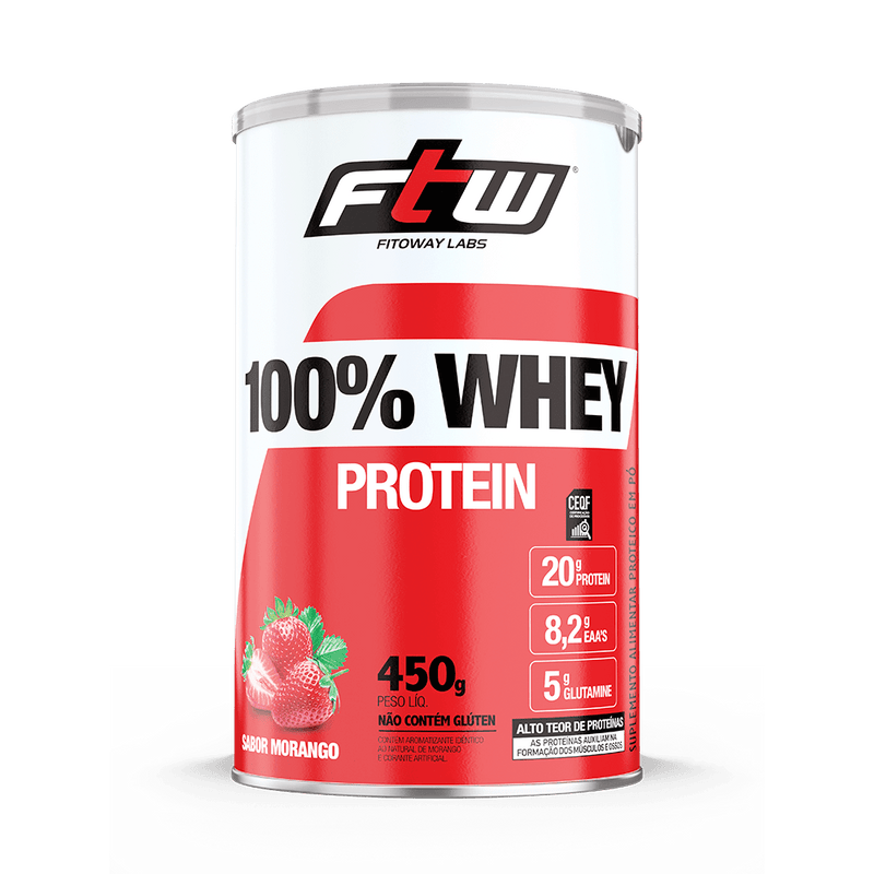 100% WHEY PROTEIN - MORANGO - 450G