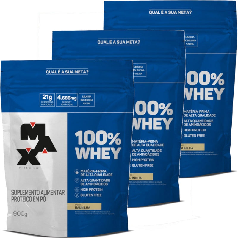 Combo Max Titanium - 3 Whey Protein 100% (Refil-900g) + Creatina Max Titanium