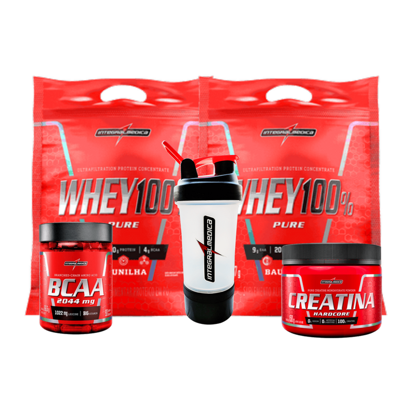 Combo Integralmedica - 2 Whey 907g + 1 Creatina 300g + 1 Bcaa 120caps